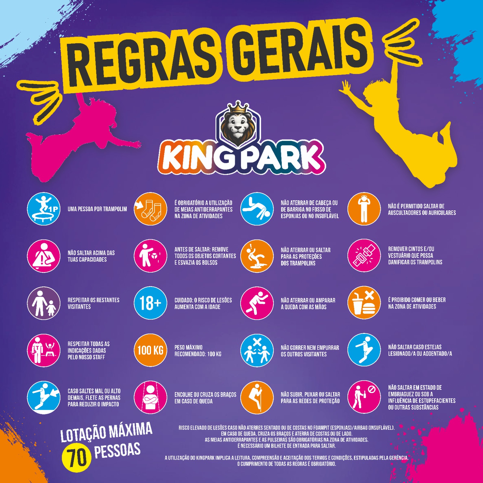 Cartaz original com as vinte regras gerais da arena KING PARK